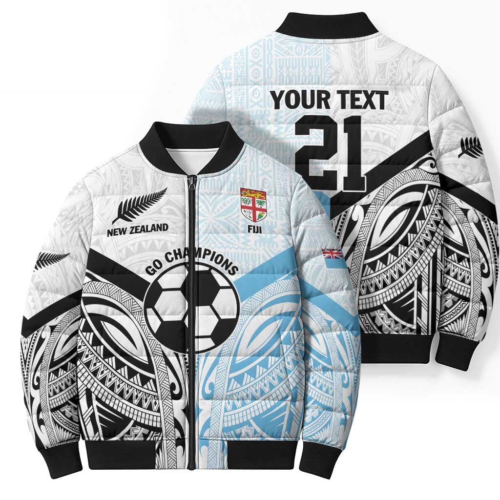 New Zealand-Fiji Football Custom Bomber Puffer Jacket Together Go Champions - Polynesian Pride
