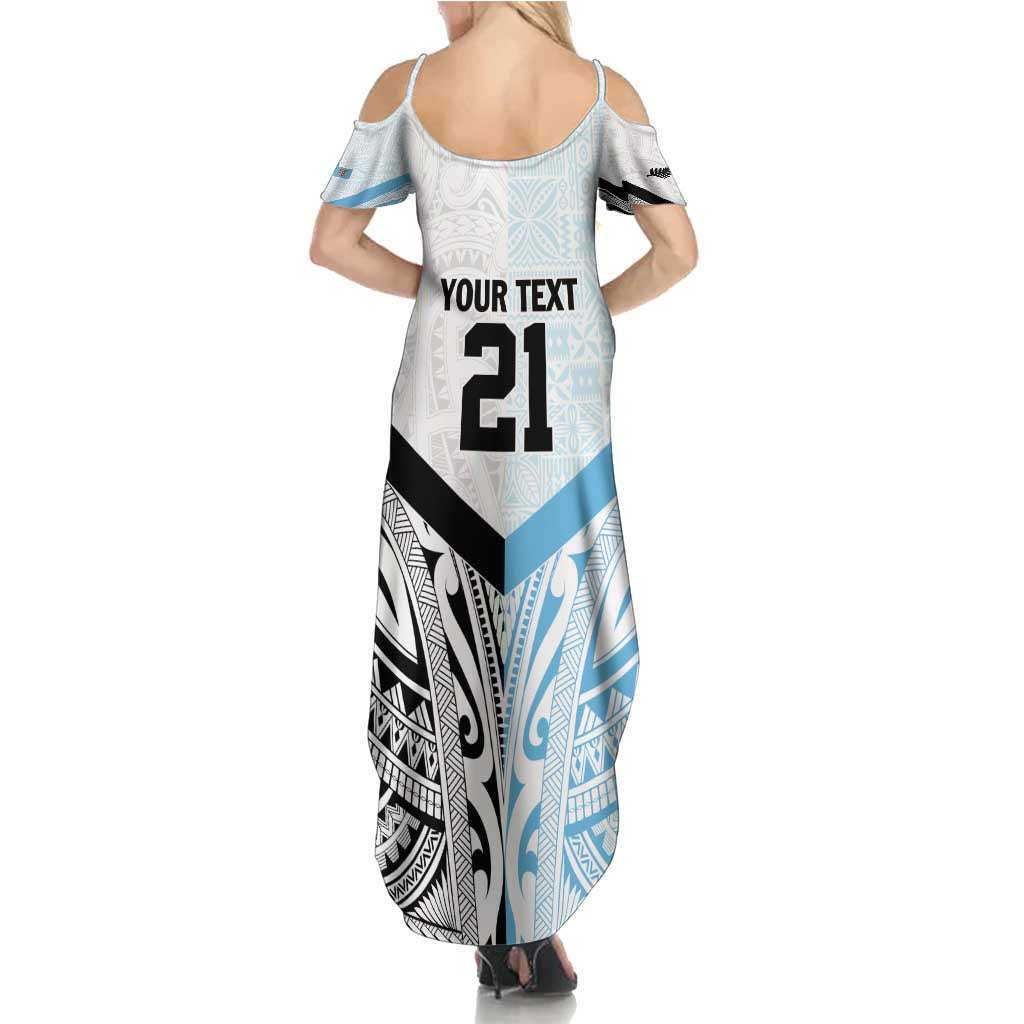 New Zealand-Fiji Football Custom Family Matching Summer Maxi Dress and Hawaiian Shirt Together Go Champions