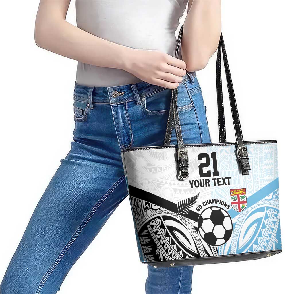 New Zealand-Fiji Football Custom Leather Tote Bag Together Go Champions
