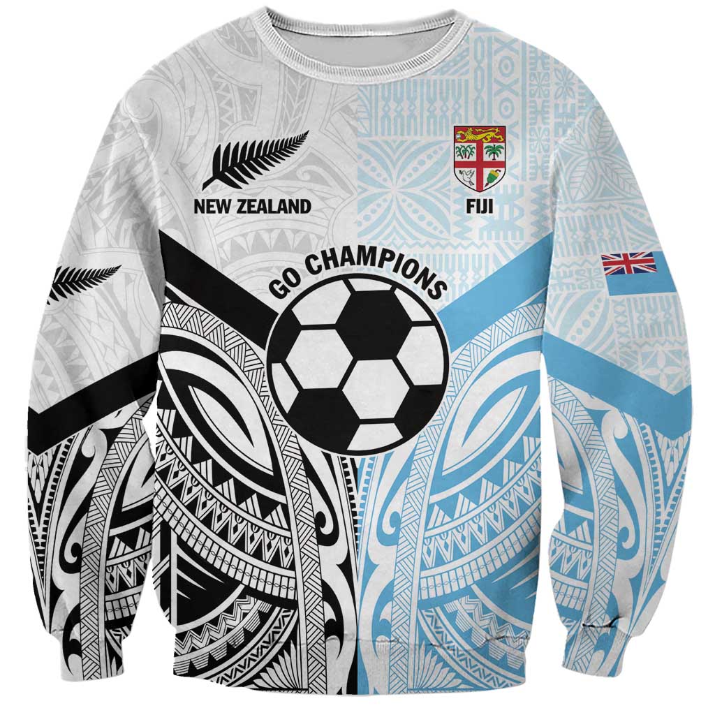 New Zealand-Fiji Football Custom Sweatshirt Together Go Champions LT9 Unisex Art - Polynesian Pride