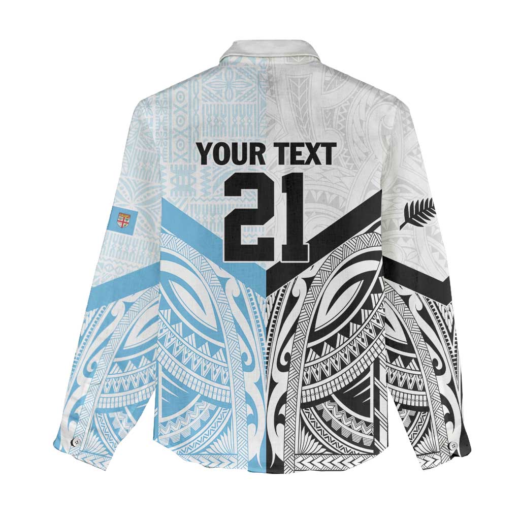 New Zealand-Fiji Football Custom Women Casual Shirt Together Go Champions