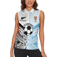 New Zealand-Fiji Football Custom Women Sleeveless Polo Shirt Together Go Champions