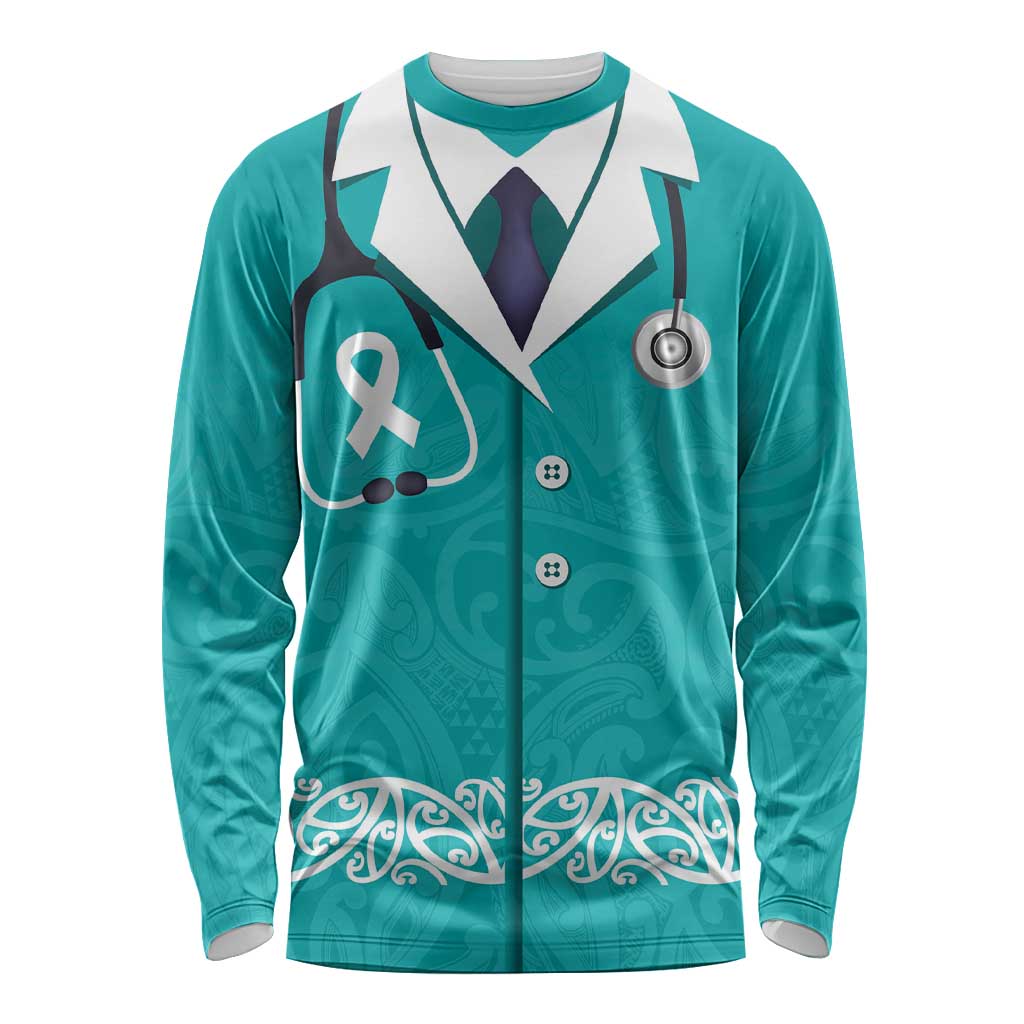 New Zealand Nurses Week Long Sleeve Shirt Maori Kowhaiwhai Cyan Tribal