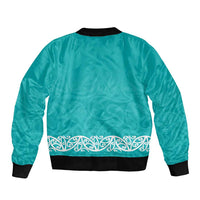 New Zealand Nurses Week Sleeve Zip Bomber Jacket Maori Kowhaiwhai Cyan Tribal