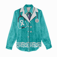 New Zealand Nurses Week Women Casual Shirt Maori Kowhaiwhai Cyan Tribal