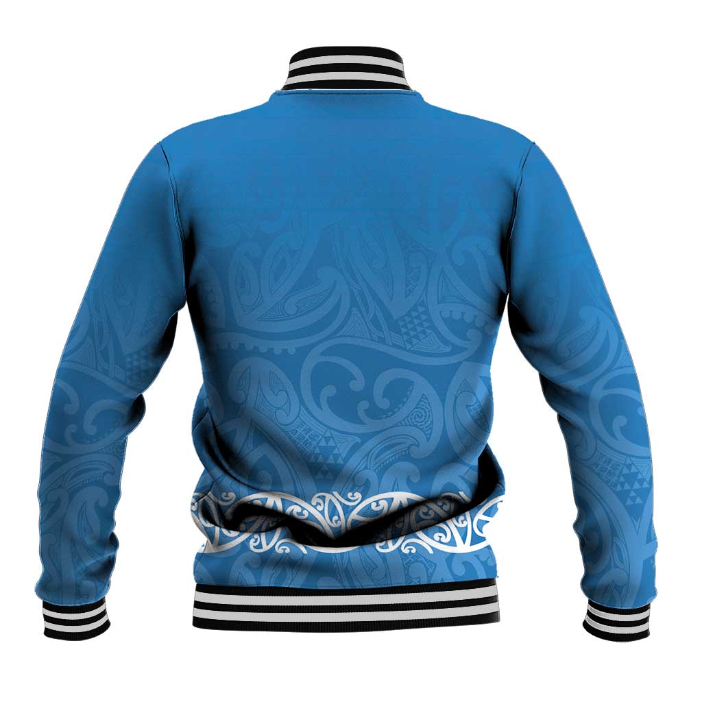 New Zealand Nurses Week Baseball Jacket Maori Kowhaiwhai Blue Tribal