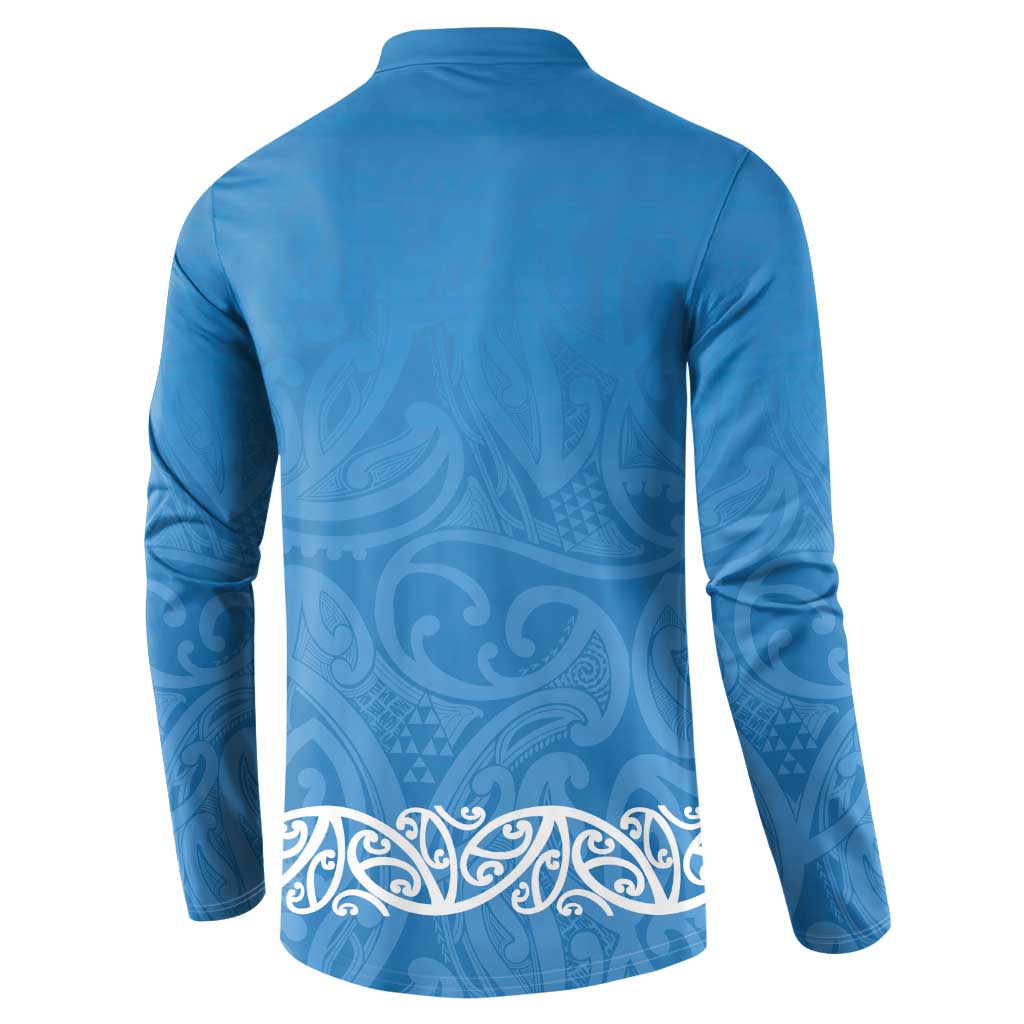 New Zealand Nurses Week Button Sweatshirt Maori Kowhaiwhai Blue Tribal