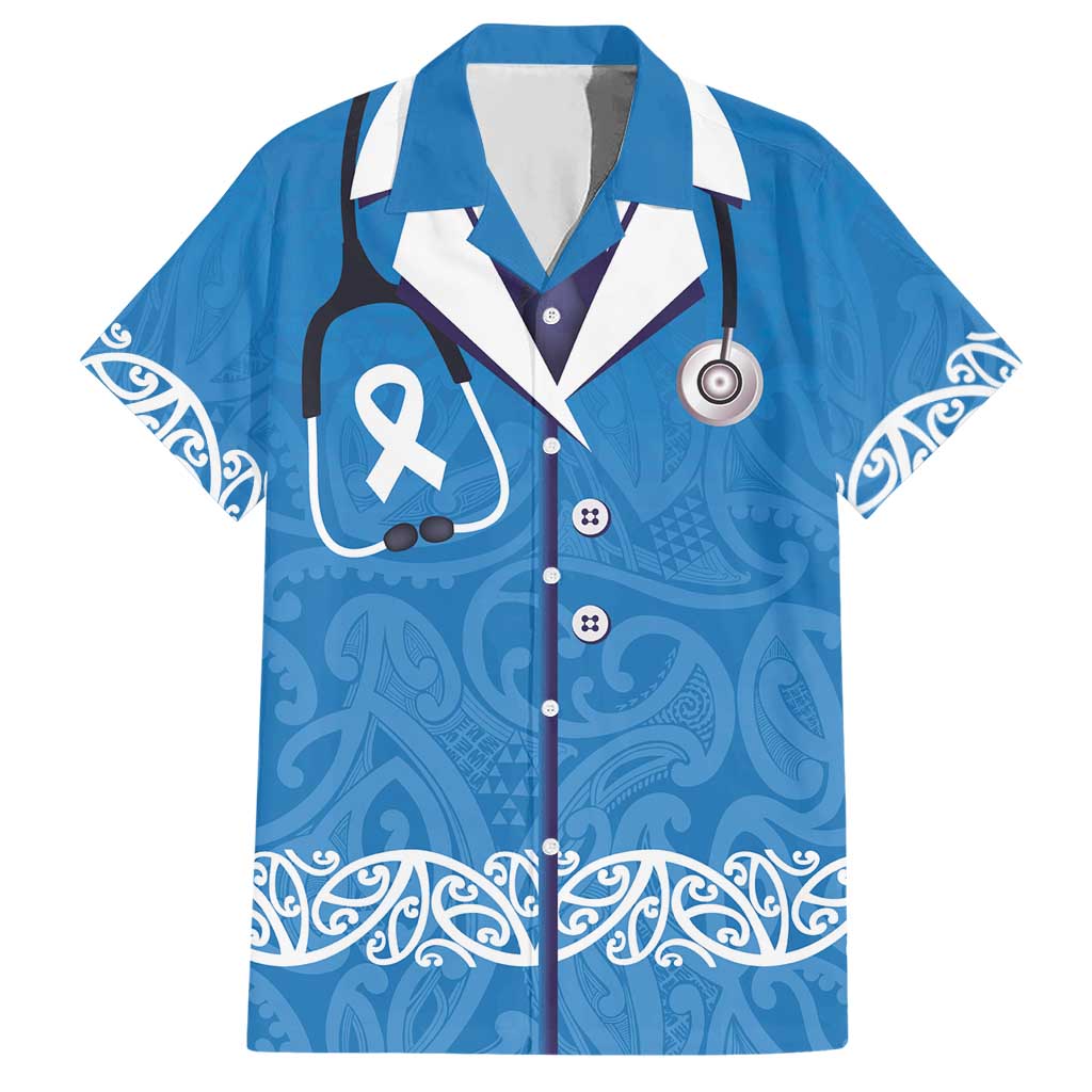 New Zealand Nurses Week Hawaiian Shirt Maori Kowhaiwhai Blue Tribal
