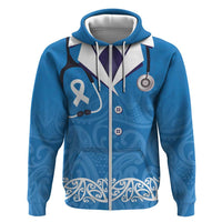New Zealand Nurses Week Hoodie Maori Kowhaiwhai Blue Tribal
