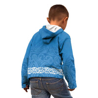 New Zealand Nurses Week Kid Hoodie Maori Kowhaiwhai Blue Tribal