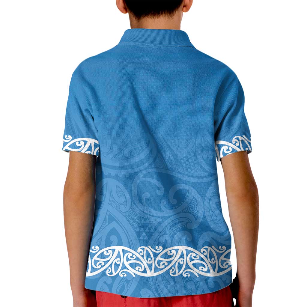 New Zealand Nurses Week Kid Polo Shirt Maori Kowhaiwhai Blue Tribal
