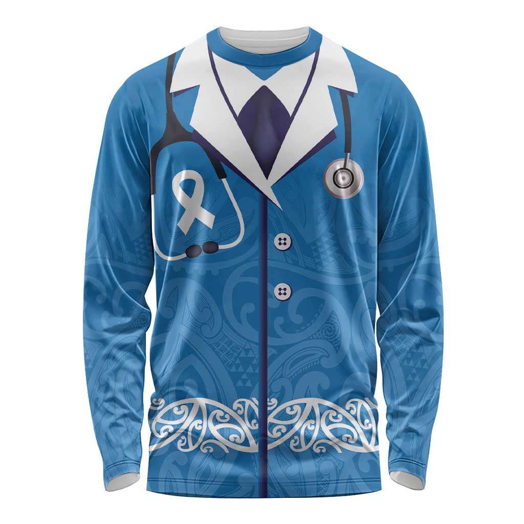 New Zealand Nurses Week Long Sleeve Shirt Maori Kowhaiwhai Blue Tribal