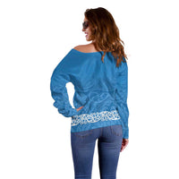New Zealand Nurses Week Off Shoulder Sweater Maori Kowhaiwhai Blue Tribal LT9 - Polynesian Pride