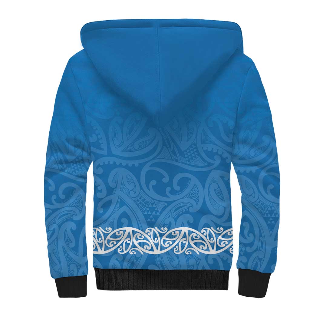 New Zealand Nurses Week Sherpa Hoodie Maori Kowhaiwhai Blue Tribal