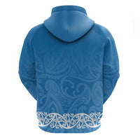 New Zealand Nurses Week Zip Hoodie Maori Kowhaiwhai Blue Tribal