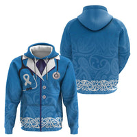 New Zealand Nurses Week Zip Hoodie Maori Kowhaiwhai Blue Tribal