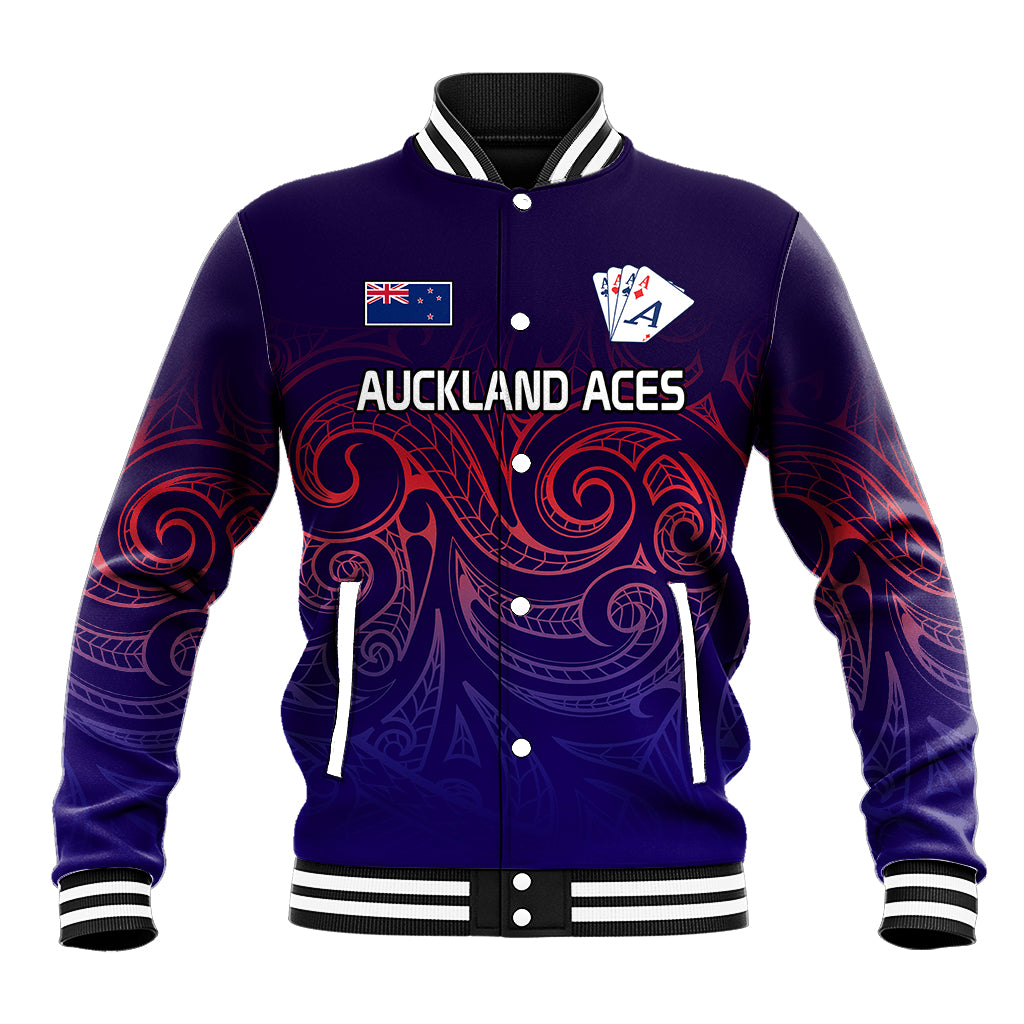 New Zealand Auckland Cricket Baseball Jacket Maori Traditional Ethnic Style LT9 Unisex Gradient - Polynesian Pride