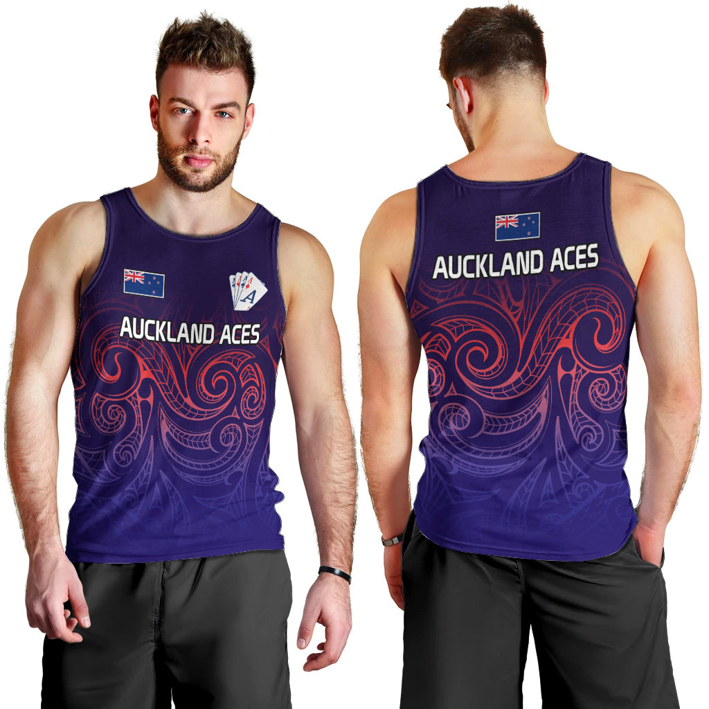 New Zealand Auckland Cricket Men Tank Top Maori Traditional Ethnic Style LT9 - Polynesian Pride