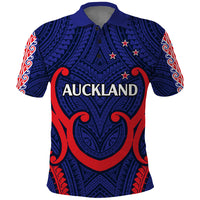 New Zealand Auckland Cricket Polo Shirt Polynesian with Maori Koru LT9 Blue - Polynesian Pride