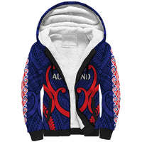New Zealand Auckland Cricket Sherpa Hoodie Polynesian with Maori Koru LT9 Unisex Blue - Polynesian Pride