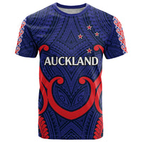 New Zealand Auckland Cricket T Shirt Polynesian with Maori Koru LT9 Blue - Polynesian Pride