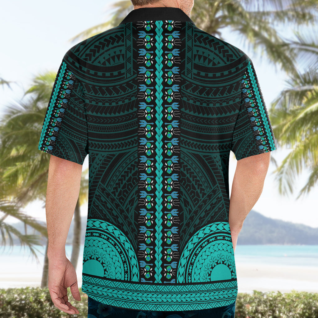 African Dashiki Hawaiian Shirt With Polynesian Pattern - Teal LT9 - Polynesian Pride