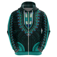 African Dashiki Hoodie With Polynesian Pattern Teal LT9 - Polynesian Pride