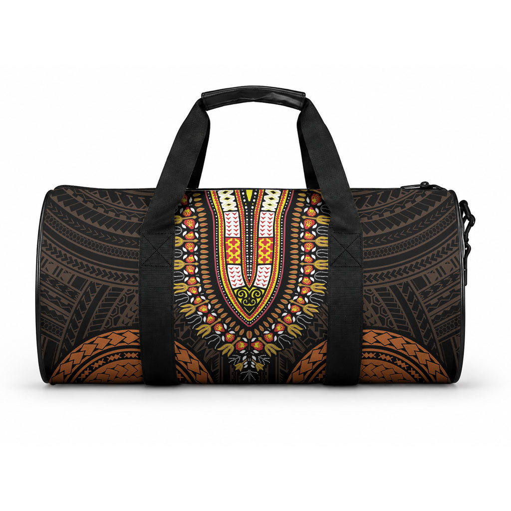 African Dashiki With Polynesian Pattern Gold Duffle Bag LT9 One size Gold - Polynesian Pride