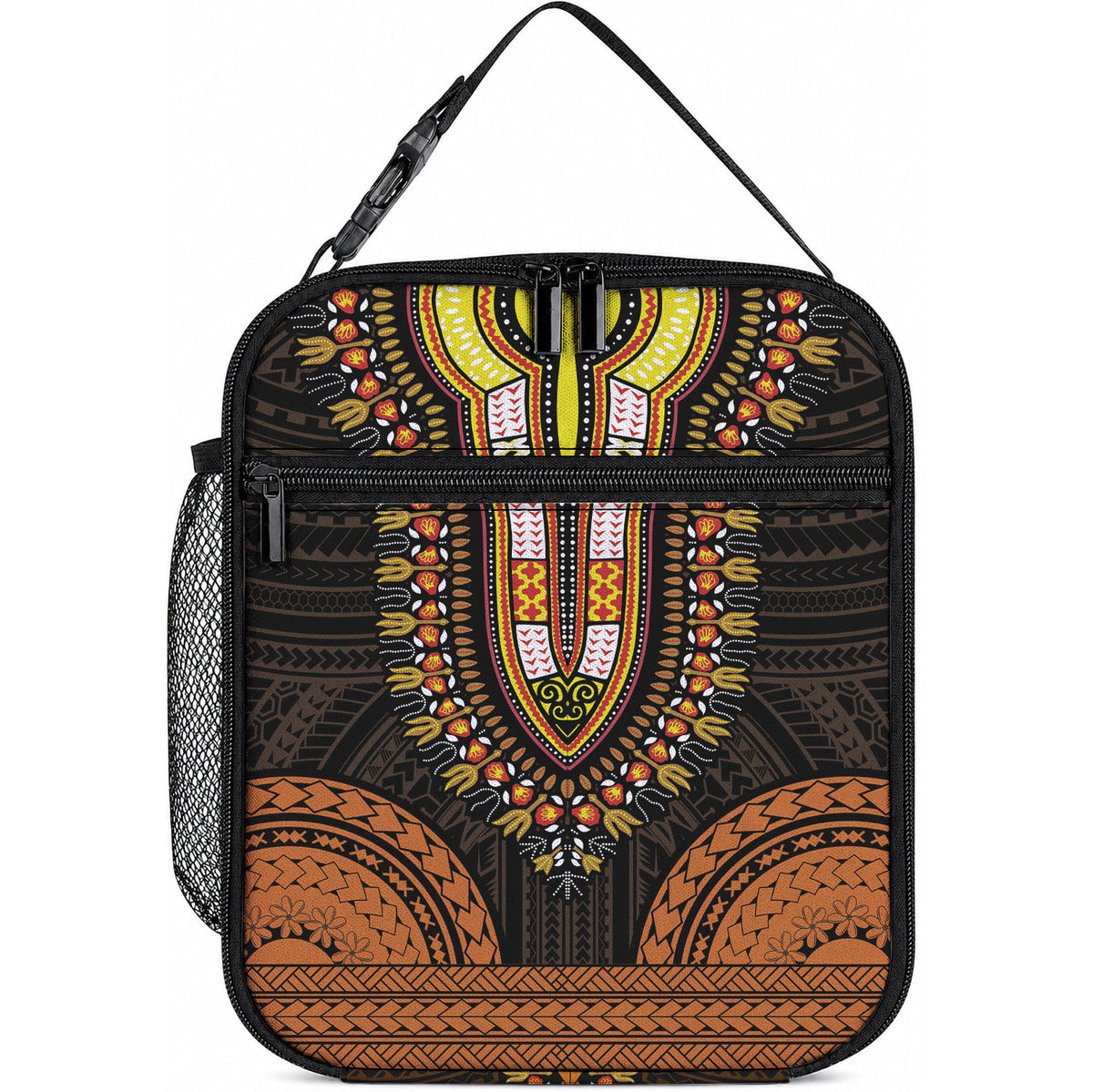 African Dashiki With Polynesian Pattern Gold Lunch Bag LT9 10.2 × 8.3 × 4.3 inch Gold - Polynesian Pride