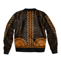 African Dashiki Sleeve Zip Bomber Jacket With Polynesian Pattern - Gold LT9 - Polynesian Pride