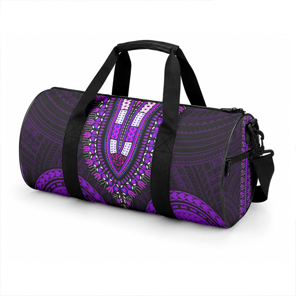 African Dashiki With Polynesian Pattern Purple Duffle Bag LT9 - Polynesian Pride