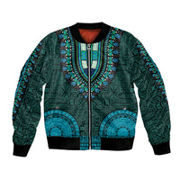 African Dashiki Bomber Jacket With Tapa Pattern - Teal LT9 Unisex Teal - Polynesian Pride