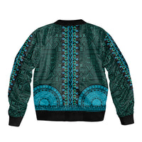 African Dashiki Bomber Jacket With Tapa Pattern - Teal LT9 - Polynesian Pride