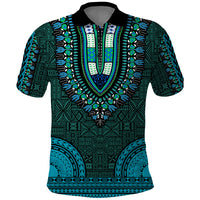 African Dashiki Polo Shirt With Tapa Pattern Teal LT9 Teal - Polynesian Pride