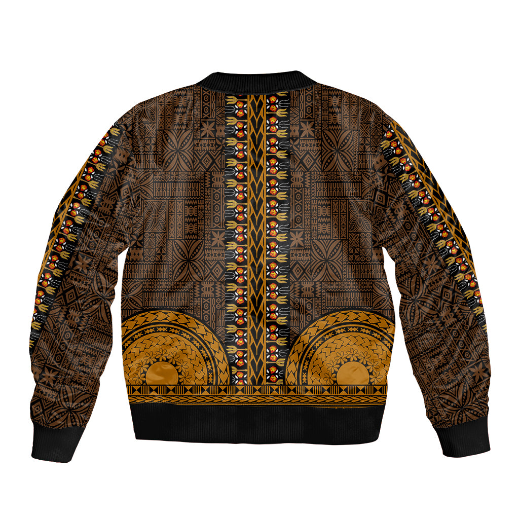 African Dashiki Bomber Jacket With Tapa Pattern - Gold LT9 - Polynesian Pride