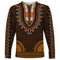 African Dashiki Long Sleeve Shirt With Tapa Pattern - Gold LT9 Unisex Gold - Polynesian Pride