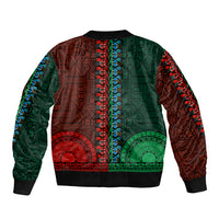 African Dashiki Bomber Jacket With Tapa Pattern - Half Green and Red LT9 - Polynesian Pride