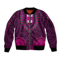 African Dashiki Sleeve Zip Bomber Jacket With Tapa Pattern - Pink LT9 Unisex Pink - Polynesian Pride