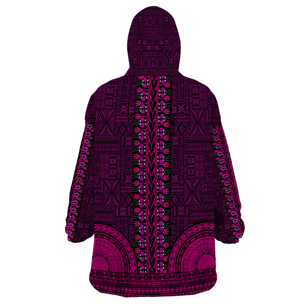 African Dashiki Wearable Blanket Hoodie With Tapa Pattern - Pink LT9 - Polynesian Pride
