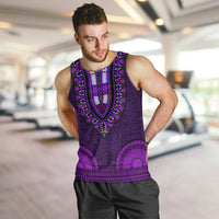 African Dashiki Men Tank Top With Tapa Pattern - Purple LT9 - Polynesian Pride