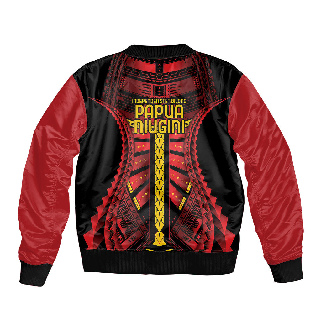 Independen Stet bilong Papua Niugini 1975 Bomber Jacket Red Tribal Papua New Guinea Province Flag LT9 - Polynesian Pride