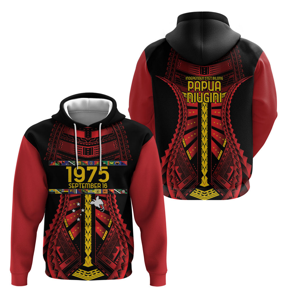 Independen Stet bilong Papua Niugini 1975 Hoodie Red Tribal Papua New Guinea Province Flag LT9 - Polynesian Pride