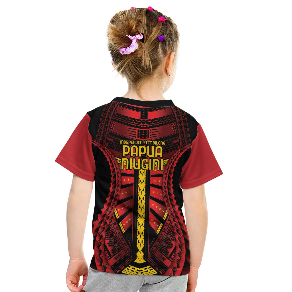 Independen Stet bilong Papua Niugini 1975 Kid T Shirt Red Tribal Papua New Guinea Province Flag LT9 - Polynesian Pride
