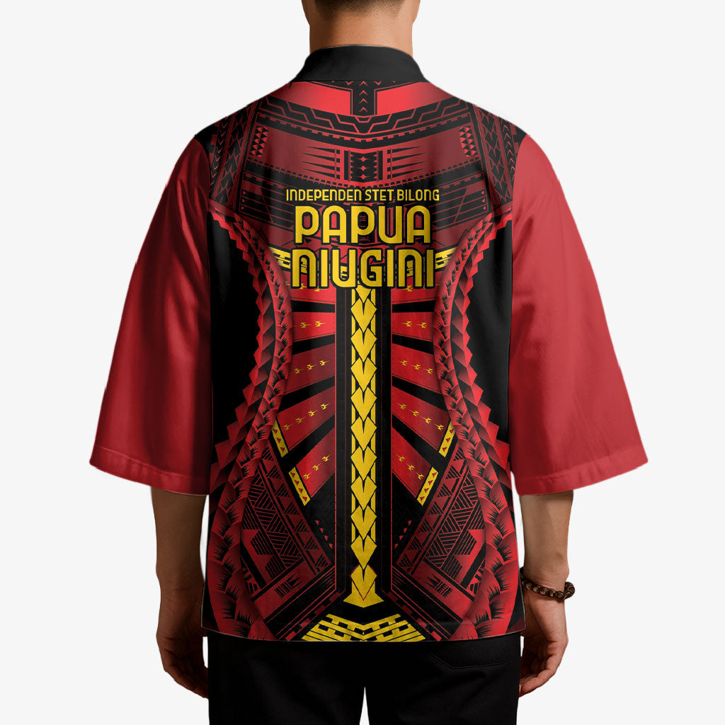 Independen Stet bilong Papua Niugini 1975 Kimono Red Tribal Papua New Guinea Province Flag LT9 - Polynesian Pride
