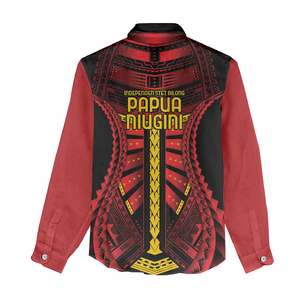 Independen Stet bilong Papua Niugini 1975 Women Casual Shirt Red Tribal Papua New Guinea Province Flag LT9 - Polynesian Pride