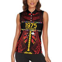 Independen Stet bilong Papua Niugini 1975 Women Sleeveless Polo Shirt Red Tribal Papua New Guinea Province Flag LT9 - Polynesian Pride