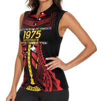 Independen Stet bilong Papua Niugini 1975 Women Sleeveless Polo Shirt Red Tribal Papua New Guinea Province Flag LT9 - Polynesian Pride
