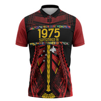 Independen Stet bilong Papua Niugini 1975 Zipper Polo Shirt Red Tribal Papua New Guinea Province Flag LT9 Red - Polynesian Pride