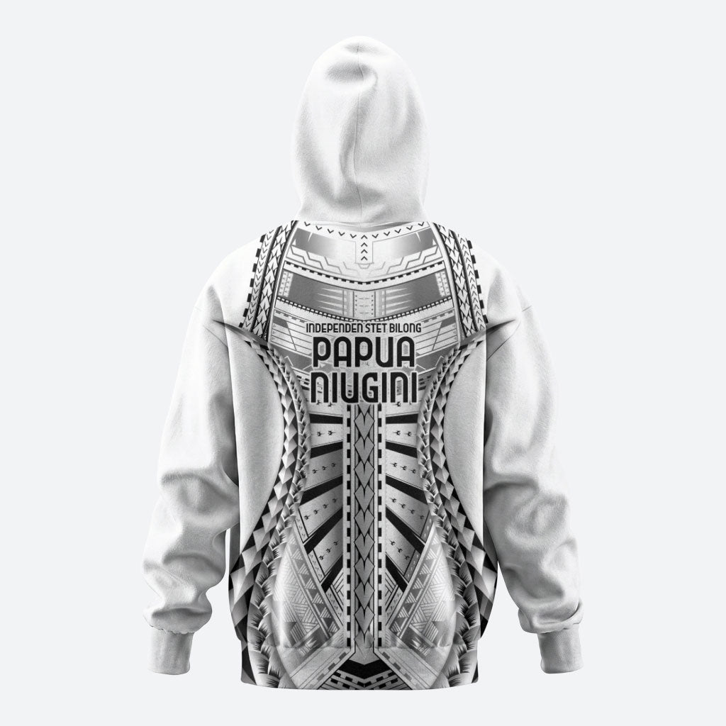 Independen Stet bilong Papua Niugini 1975 Hoodie White Tribal Papua New Guinea Province Flag LT9 - Polynesian Pride