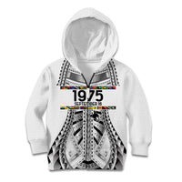 Independen Stet bilong Papua Niugini 1975 Kid Hoodie White Tribal Papua New Guinea Province Flag LT9 Zip Hoodie White - Polynesian Pride